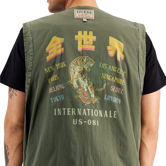 New GUESS Men's Poplin Utility Vest. XS - Picture 3 of 4